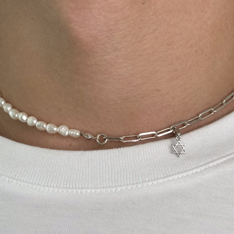 Magen David - White Gold Necklace